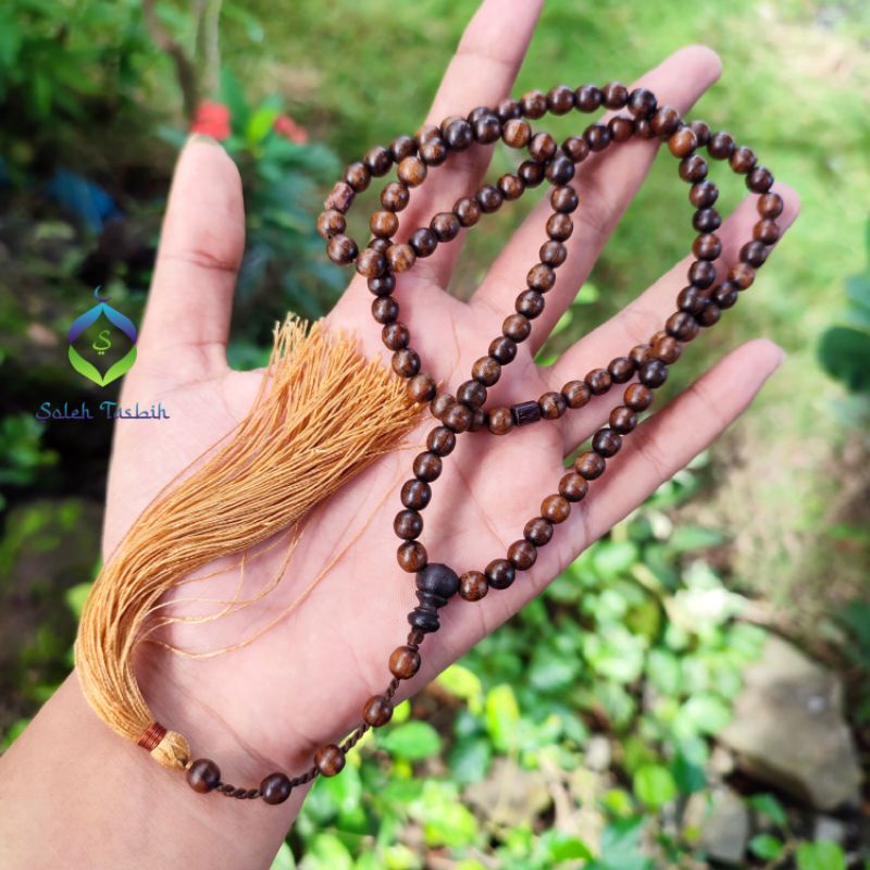 Tasbih Kayu Galih Kemuning Hitam Model Bulat, Size 6mm_COD