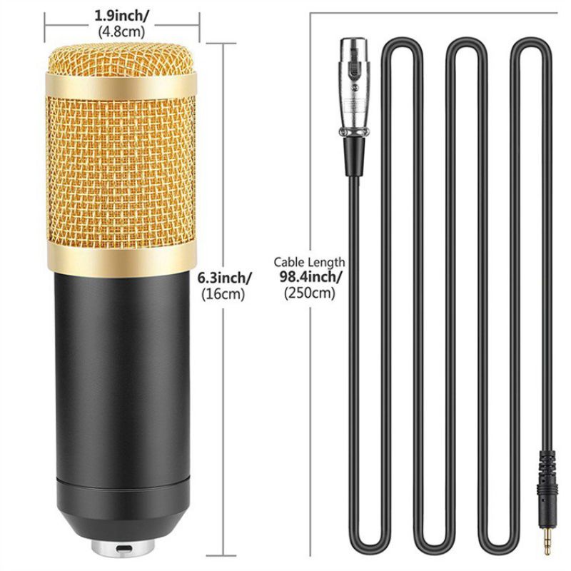 Bosston Microphone Mikrofon Kondenser Studio dengan Shock Proof Mount - BM800 - BM-800 - TAFFSTUDIO