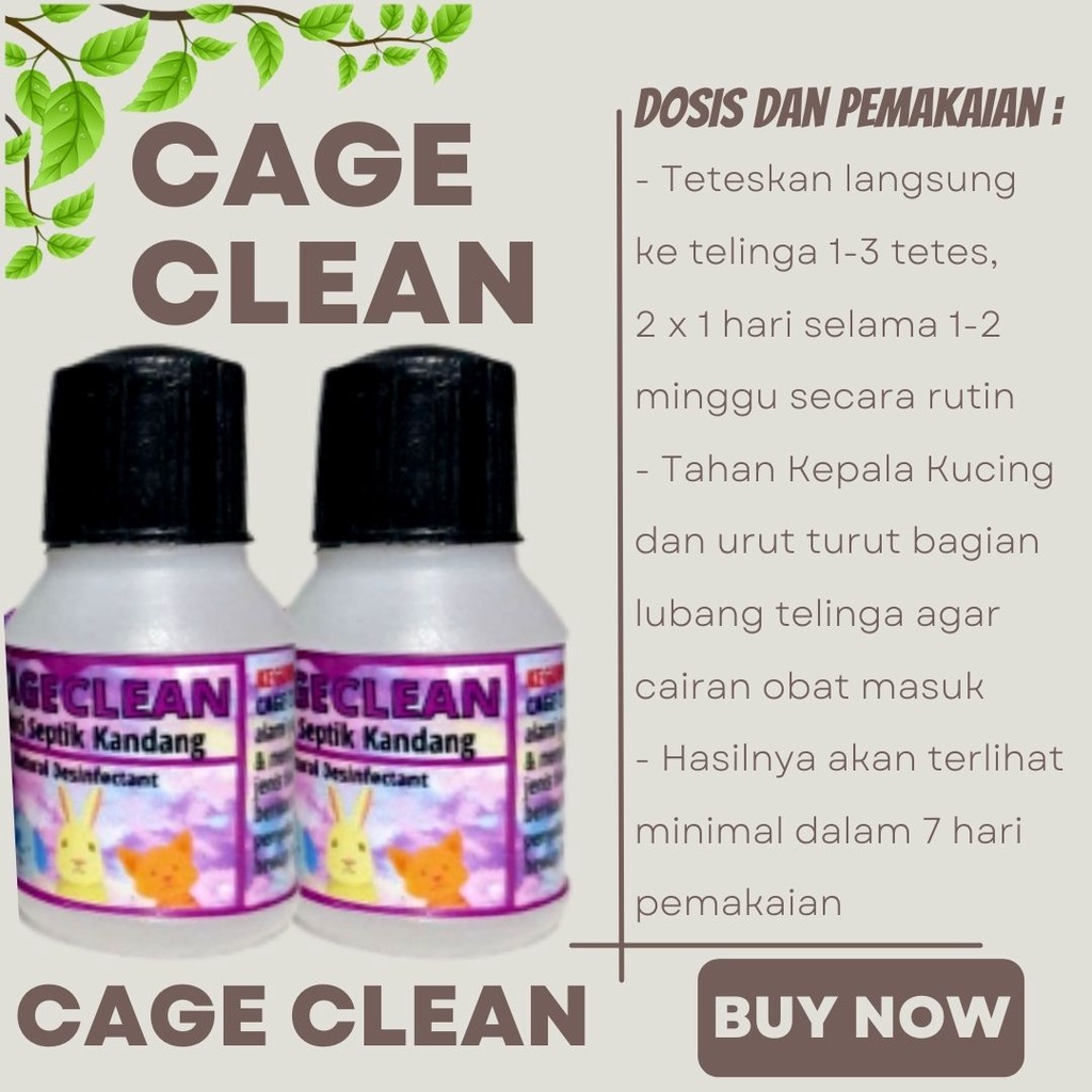 CAGE CLEAN DESINFECTANT 10ML Desinfectan kandang hewan FEZONE