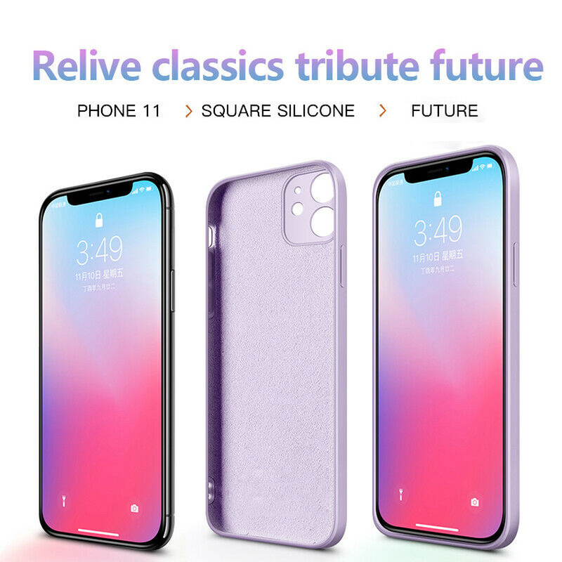 Straight Edge Liquid Casing for iPhone12 13 Pro Max Mini Classic Solid Color Camera Lens iPhone12 iPhone13 Full Package With Logo Soft Silicone Drop Protection Cover