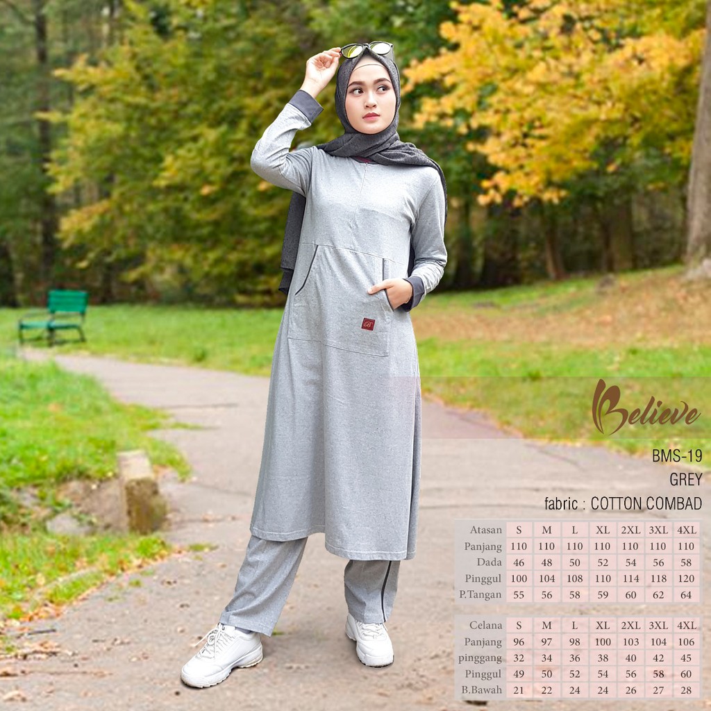 BMS 19 ABU MISTY BELIEVE MUSLIMAH  SPORT PAKAIAN  