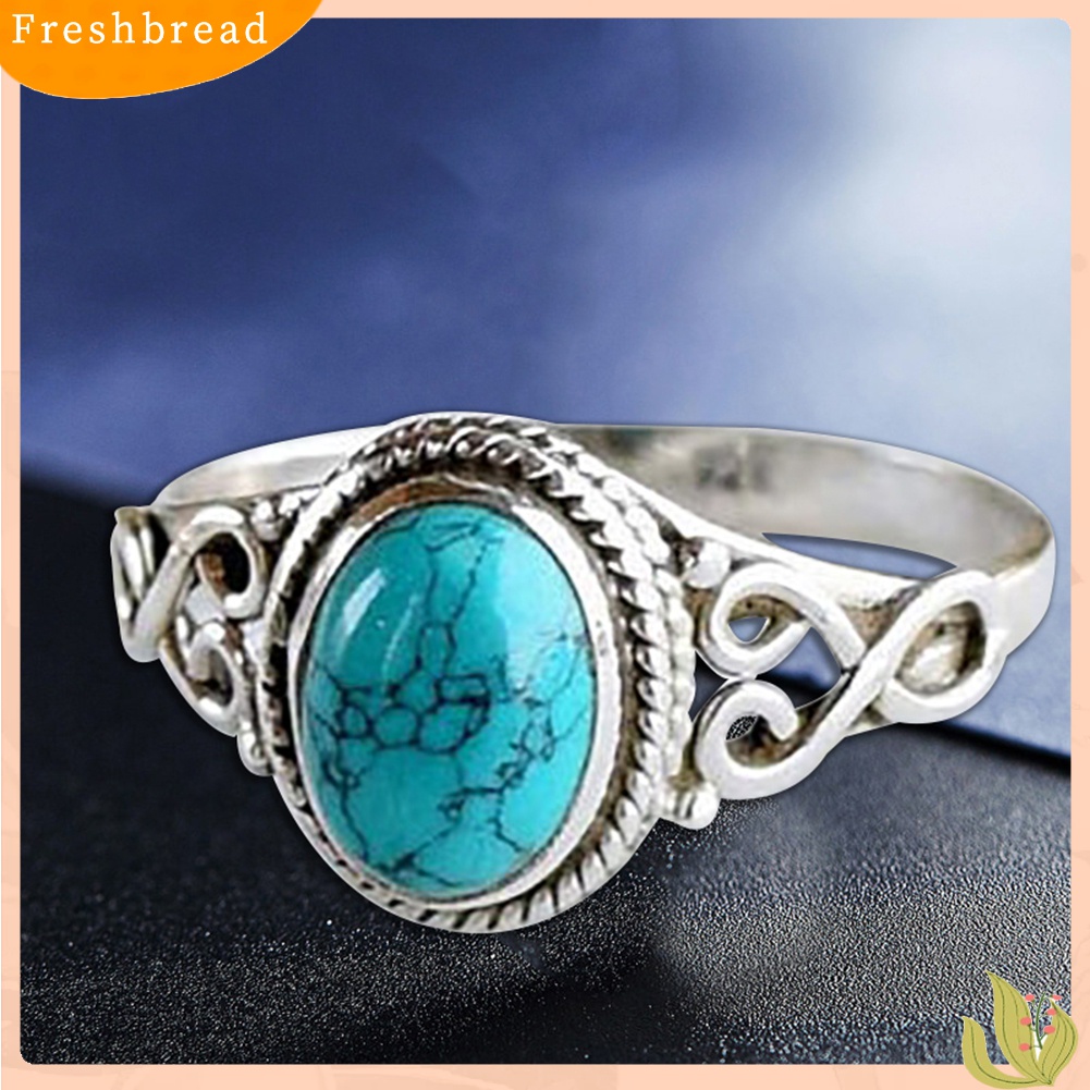 [TERLARIS]Antique Turquoise Natural Gemstone Bride Wedding Engagement Vintage Ring Gift