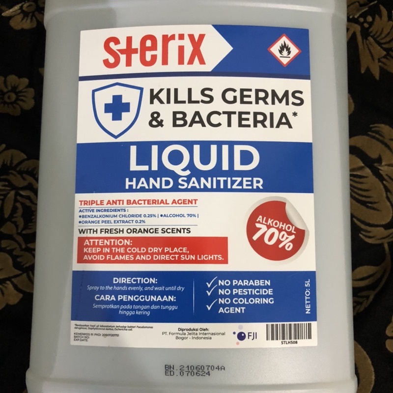 STERIX Hand Sanitizer Liquid / Cair / Spray Refill 5 Liter bukan ANTIS 5L