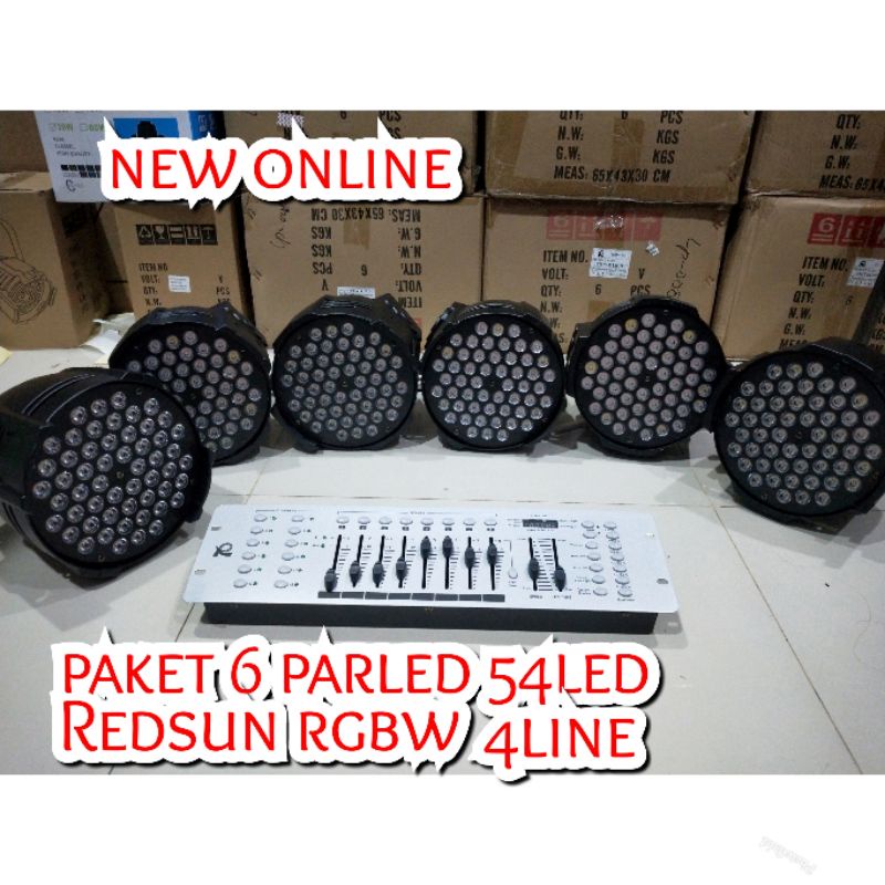 PAKET 6 PARLED RGBW REDSUN  PLUS MIXER DMX 512  54LED*3W 4LINE