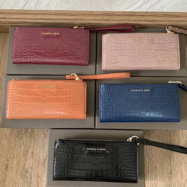 BEST SELLER CK605 Cnk Mini Croc Effect Wristlet Wallet