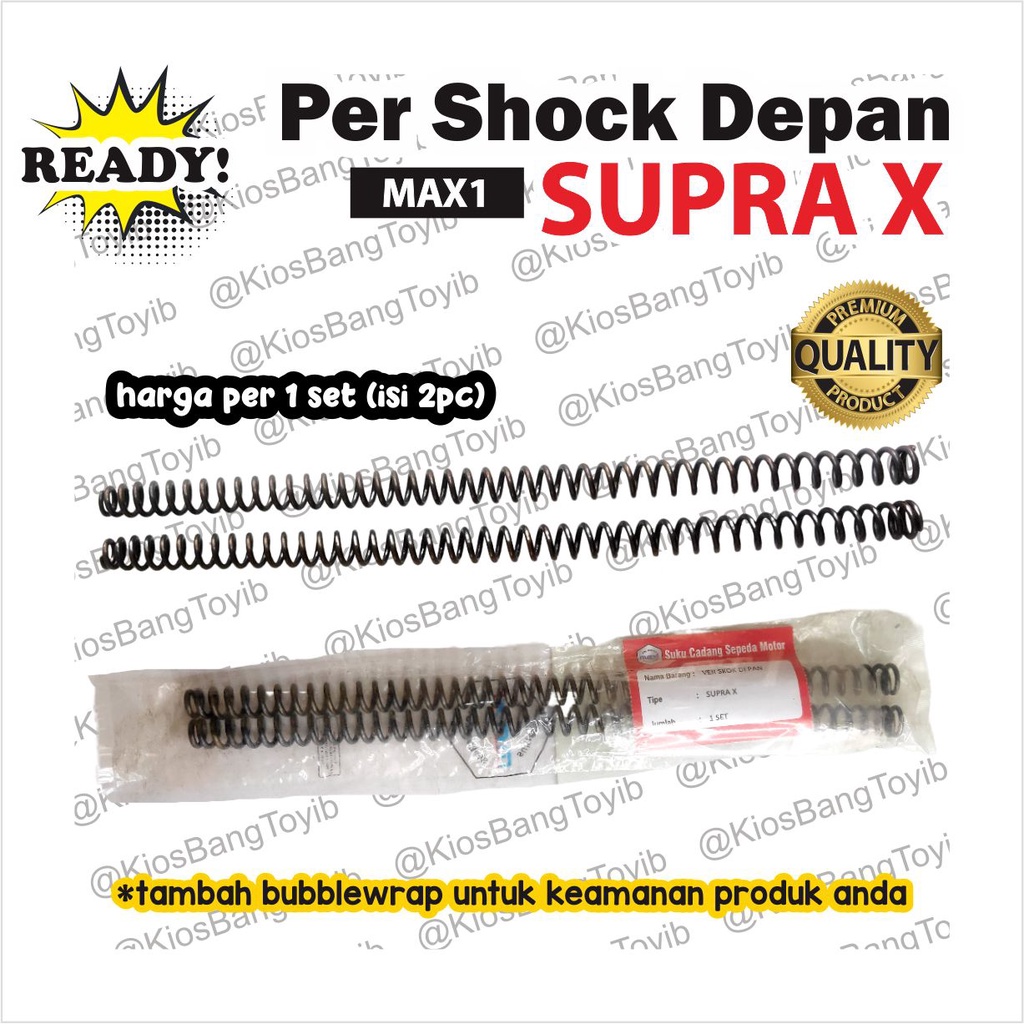 (2pc) Per Ver Shock Skok Depan Honda SUPRA X (MAX1) Panjang 33.5cm