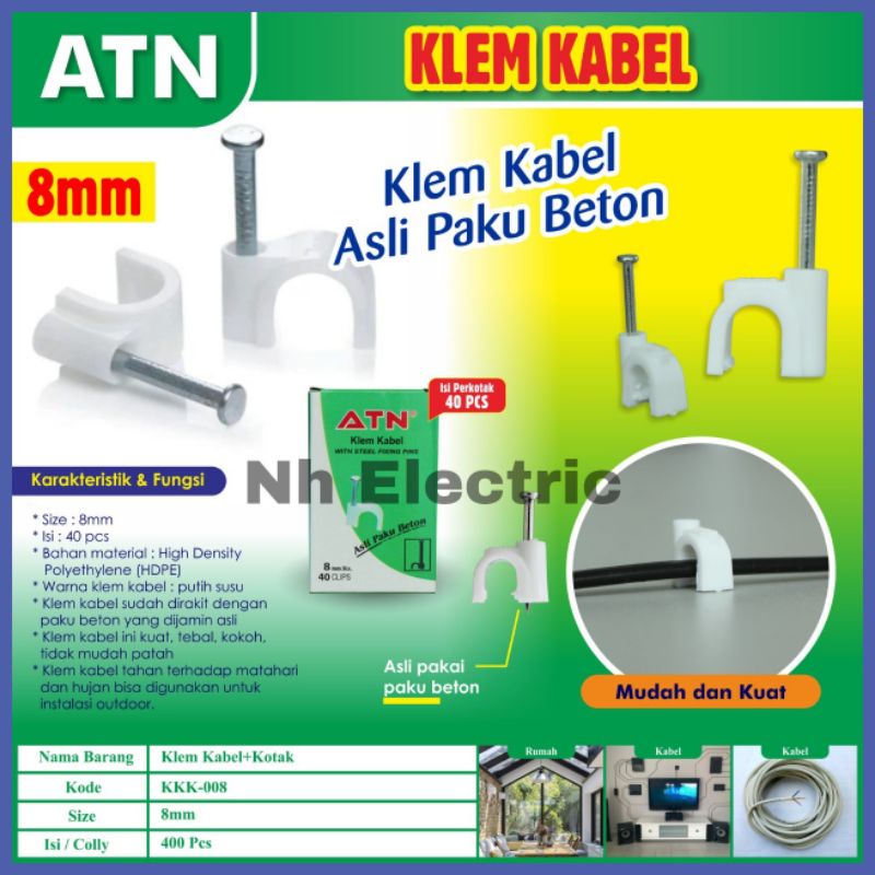 Klem Kabel No.8mm Atn - Klem Kabel Paku Beton No.8mm Atn