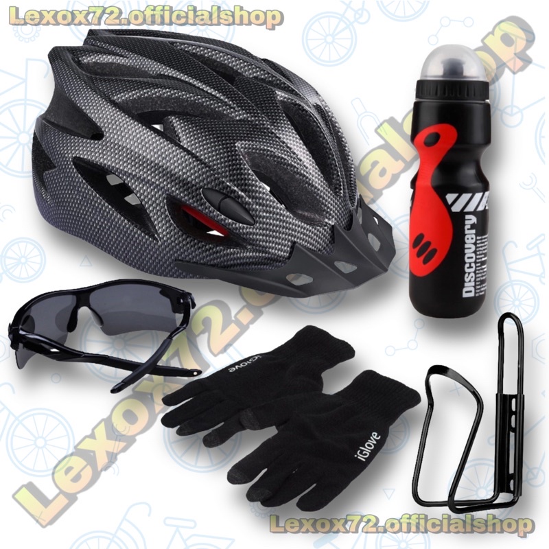 taffsport helm sepeda mtb  ultra ringan allsize - paket isi 5 red / carbon