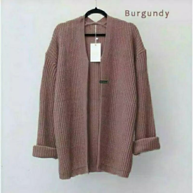 CARDY OUTER / Cardigan Rajut Wanita / Cardy Rajut / Cardi Wanita / Cardigan Breaca / RJ FASHIONSTORE-BURGUNDY
