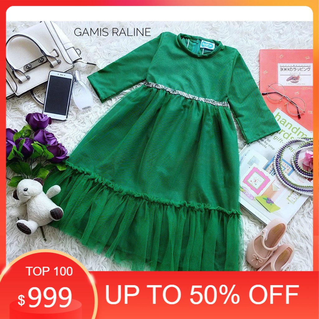 Baju GAMIS RALINE WARNA HIJAU BOTOL