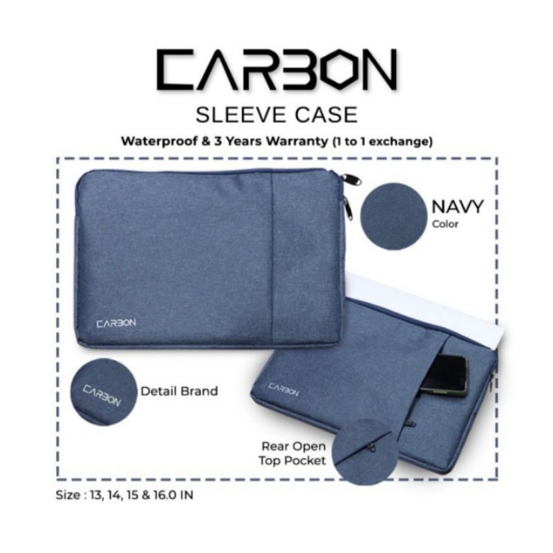 Tas Laptop Sleeve Case Softcase CARBON  13 - 16 inci Untuk Semua Merk Laptop