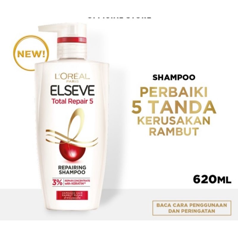 TOTAL REPAIR 5X SHAMPOO 620Ml LOREAL PARIS ELSEVE HAIR CARE / SHAMPO UNTUK PERAWATAN RAMBUT RONTOK