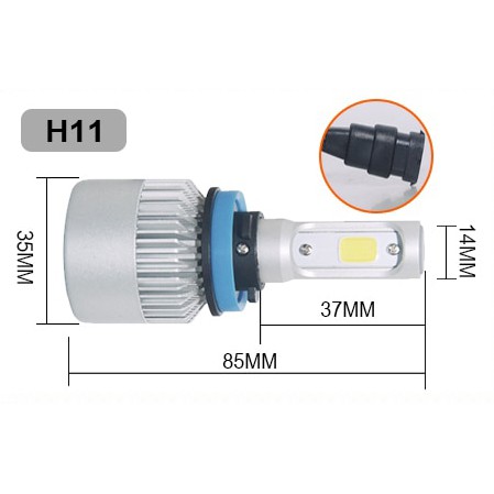 TaffLED Lampu Mobil LED COB Headlight 8000LM H11/H9/H8 S2 Chip 2 PCS - Silver