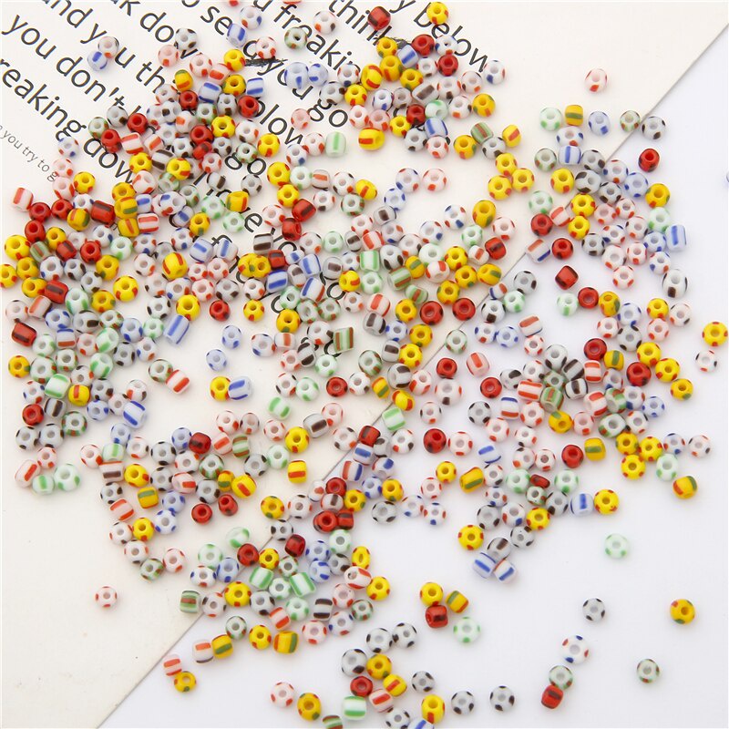 20g 650Pcs 3mm Stripe Czech Glass Seed Spacer Beads Austria Crystal Round Beads For Kids Jewelry Craft DIY Garment Deco