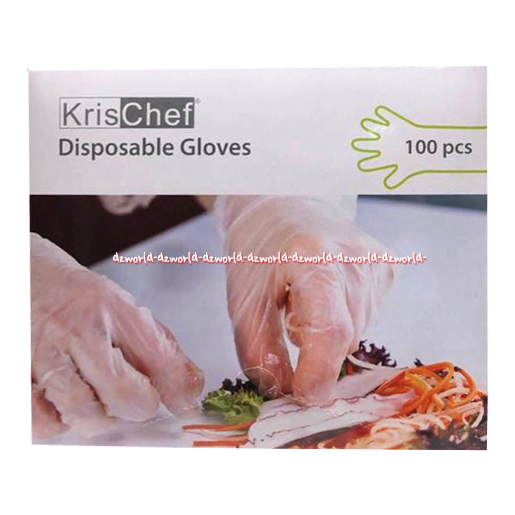 Krischef Disposable Glove Sarung Tangan Plastik Bening Untuk Masak 100Pcs Pelindung Tangan