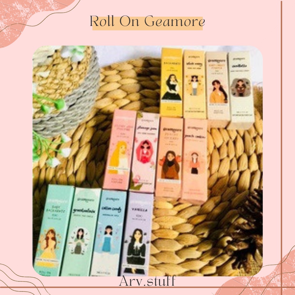 Geamoore Inspired Parfum Roll On / Parfum wanita pewangi tubuh bentuk roll murah meriah viral original oles bpom bestsaller awet tahan lama aroma manis bpom aman wewangian kekinian berbagai macam pilihan aroma yang wangi dengan harga katong pelajar