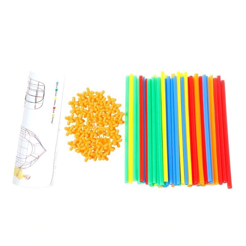 Mainan Edukasi Anak MAGIC STRAW isi 200pcs - Mainan Imaginasi Kreatifitas Sambungan Pipa