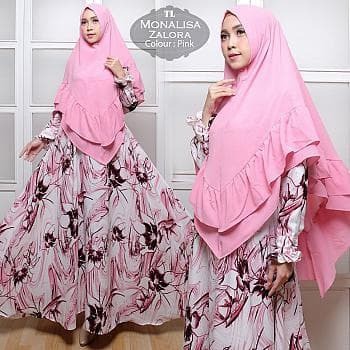 Baju dress Syari monalisa Zalora Pink TL gamis wanita monalisa pink murah