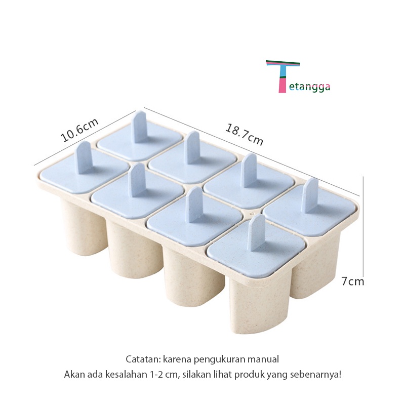 Cetakan Es Krim Stik Kotak Mini / Cetakan Ice Cream Stick Jelly  8 Slot Es Loli DIY Beserta Lucu Es Batu Bulat