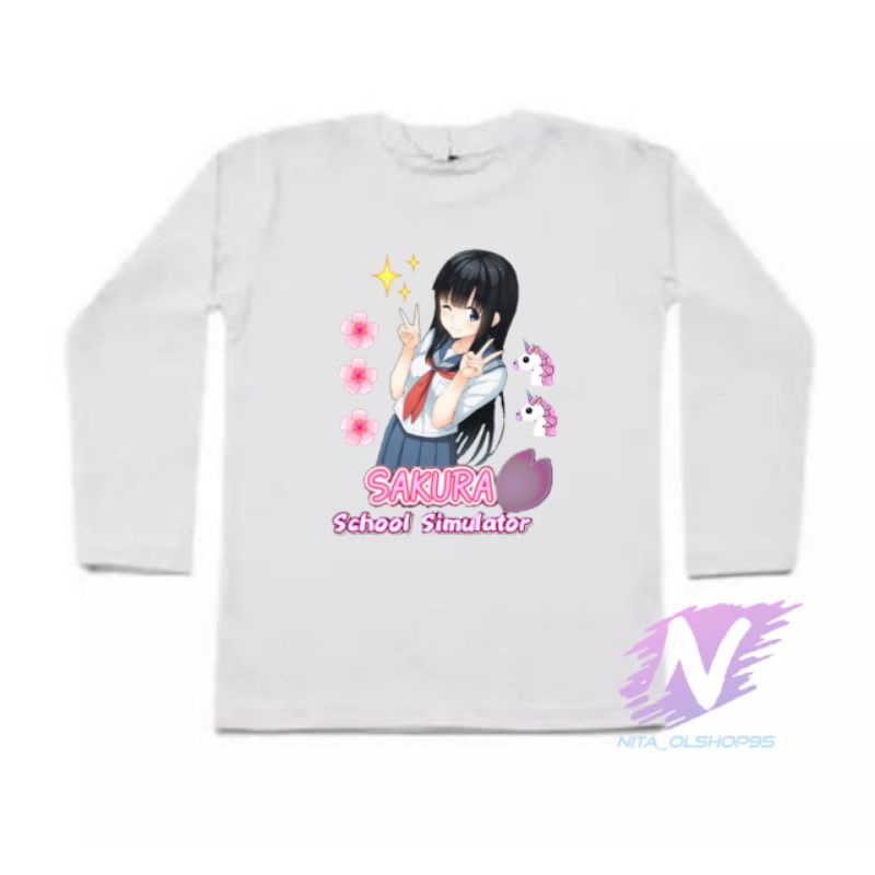 sakura school simulator kaos anak lengang panjang baju sakura