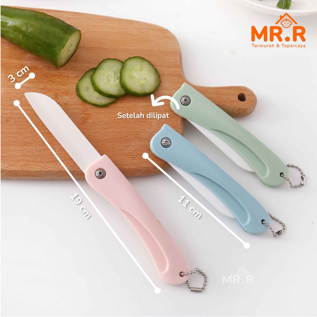 Pisau Dapur Lipat Pisau Travel Keramik Potong Memotong Buah Sayur Portable Folding Ceramic Knife