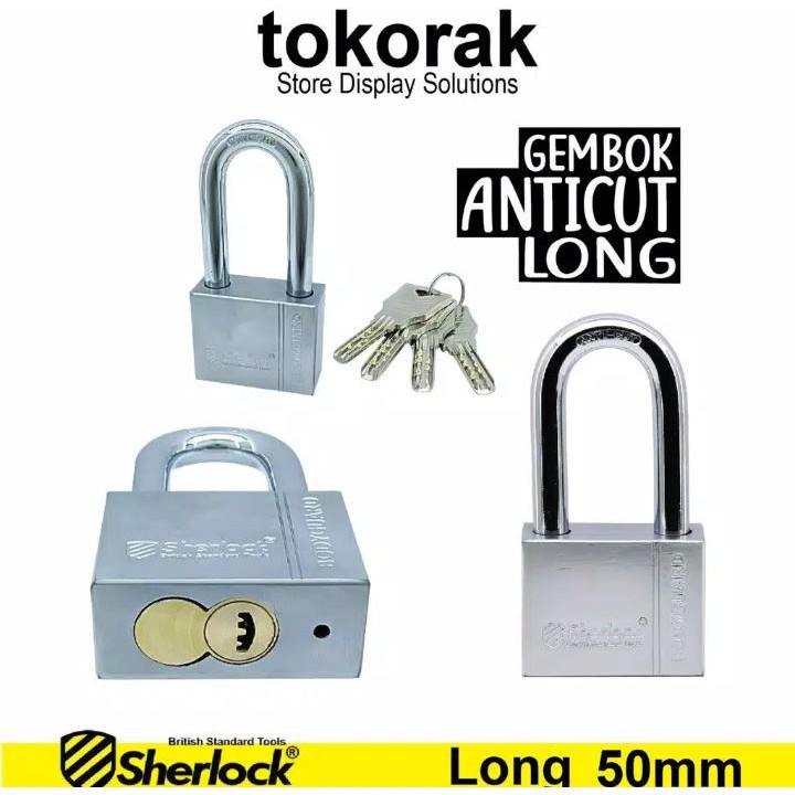 GEMBOK RUMAH - TOKO - PAGAR SHERLOCK ANTI CUT 50 MM PANJANG COMP KEY