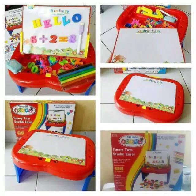 MEJA LIPAT BELAJAR ANAK FUNNY STUDIO EASEL 4IN1