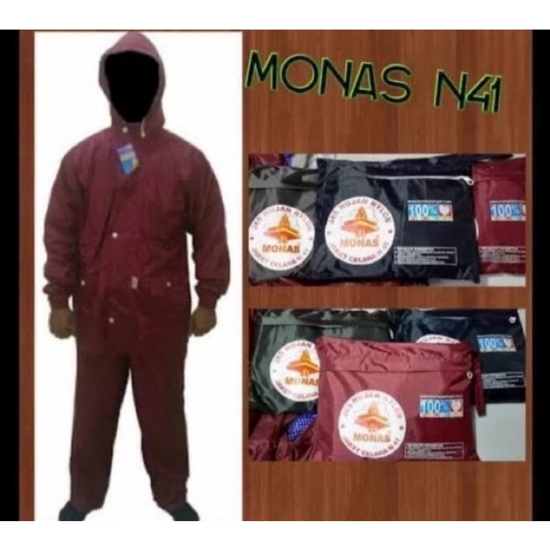 Jas hujan stelan nilon Monas n41 (jaket+celana)