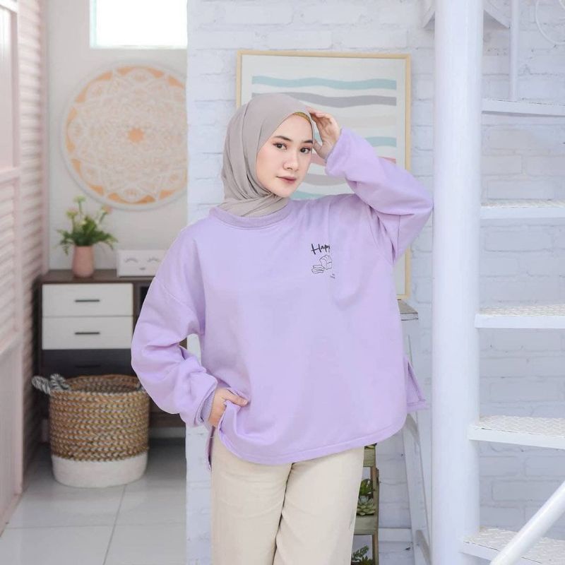 4539 Sweater Wanita | HAPPY ROTIE Sweater Oversize | Crewneck Wanita