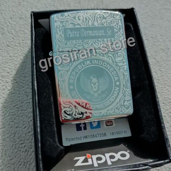 zippo istana kepresidenan batik silver custom logo ukir grafir nama kado korek