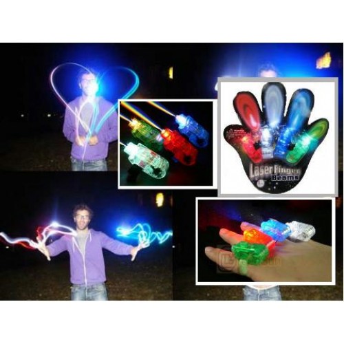 ISI 4 PCS LED Finger Laser Beam Light Cincin Laser Jari Mainan Unik