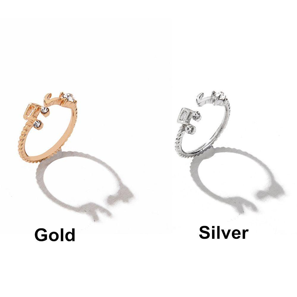 Cincin Desain Bunga Note Musik Warna Emas Silver Untuk Wanita