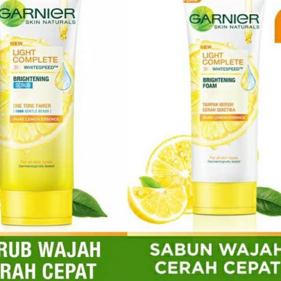 〚చౌక〛 GARNIER PENCUCI MUKA LIGHT COMPLETE BRIGHTENING WHITESPEED LEMON  KUNING 100ML |{<Sérbu>}|