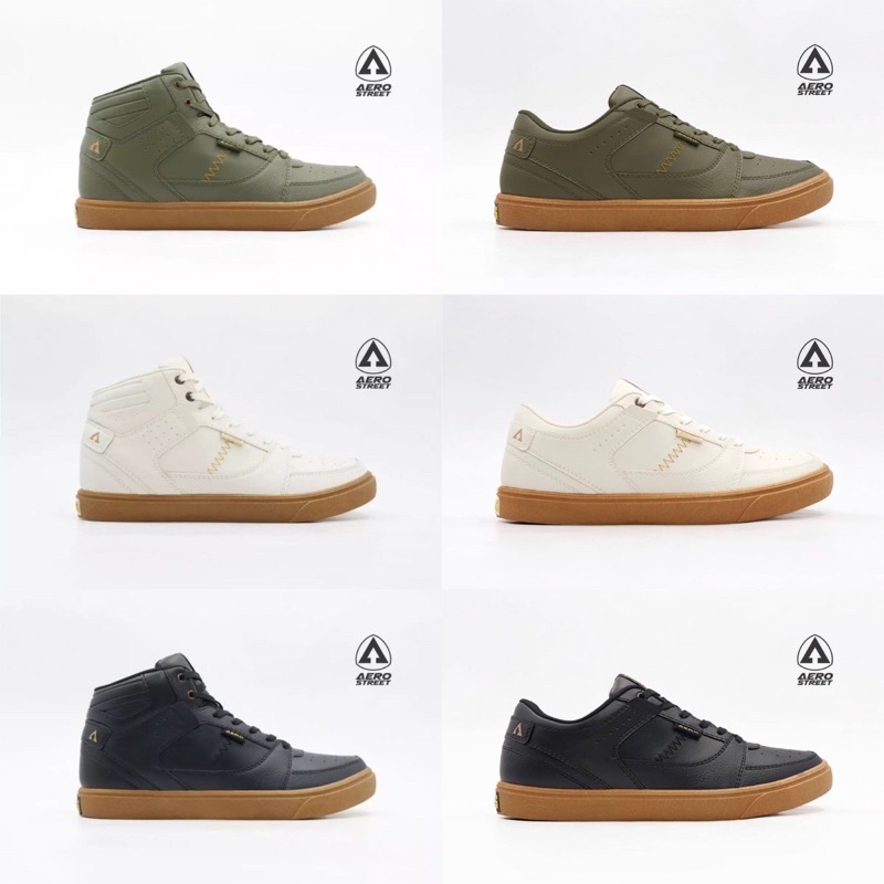 [ORIGINAL] Aerostreet Hoops Low Hi Army / Putih Gum / Hitam Gum
