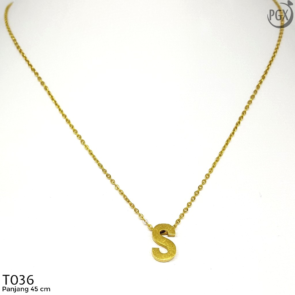 PGX Kalung Titanium Nagita Huruf Inisial Nama Alfabet Anti Karat Aksesoris Fashion - T036