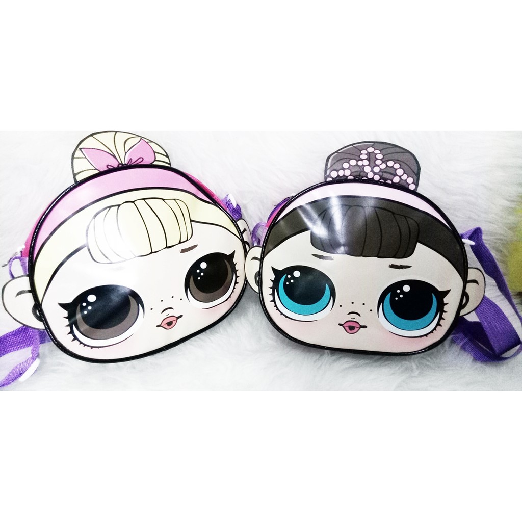 TK07 Tas Kulit/Kanvas Anak Slingbag Slempang Bulat Kepala LOL 21x18x7cm