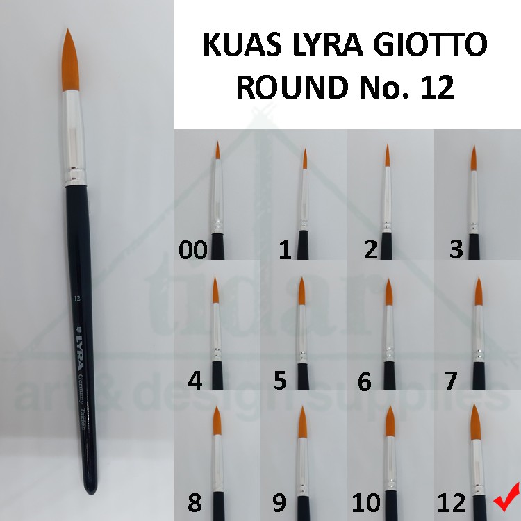 

Lyra Giotto Artist Round Brush No. 12 - Kuas Lukis Taklon Lira Bulat Lancip