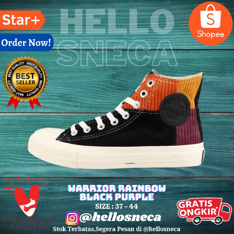 Warrior SPARTA RAINBOW  Black Purple- Sepatu Vulcanized Cordura Warrior Original