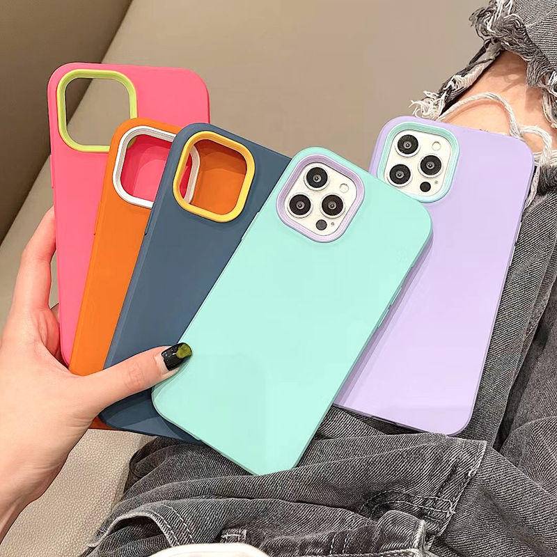 3 in 1 Soft Case Silikon Warna Permen Untuk iPhone 13 12 11 Pro Max