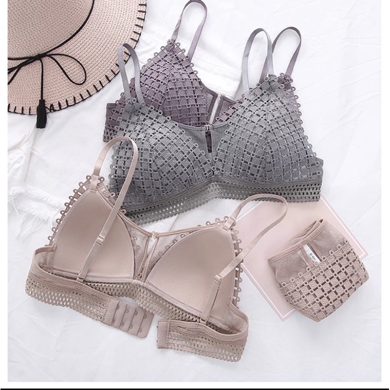 Bra Set (BS17) Bralette bra dengan panty super premium tanpa kawat