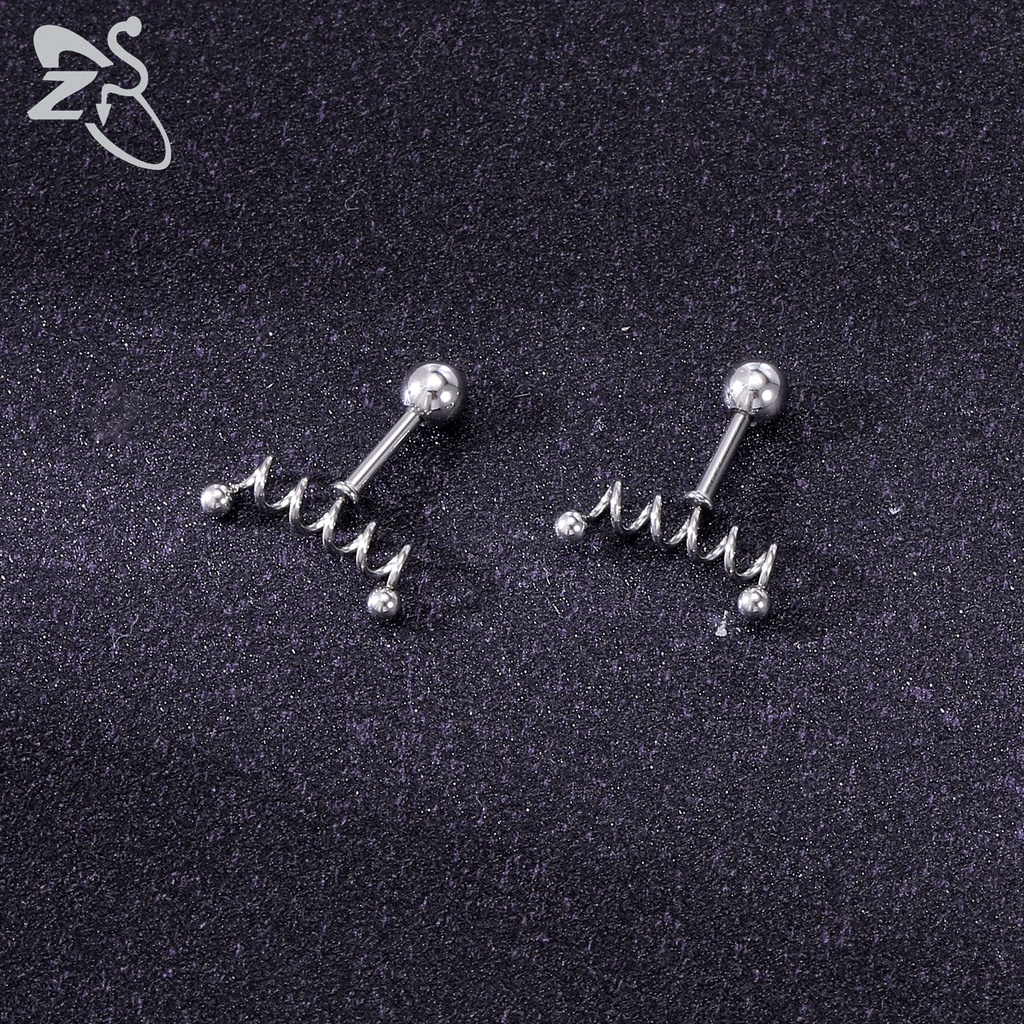 1pasang Unisex Bulan Hati Pin Telinga Studs Gaya Punk Rock Earrings 316L Stainless Steel Stud Earrings