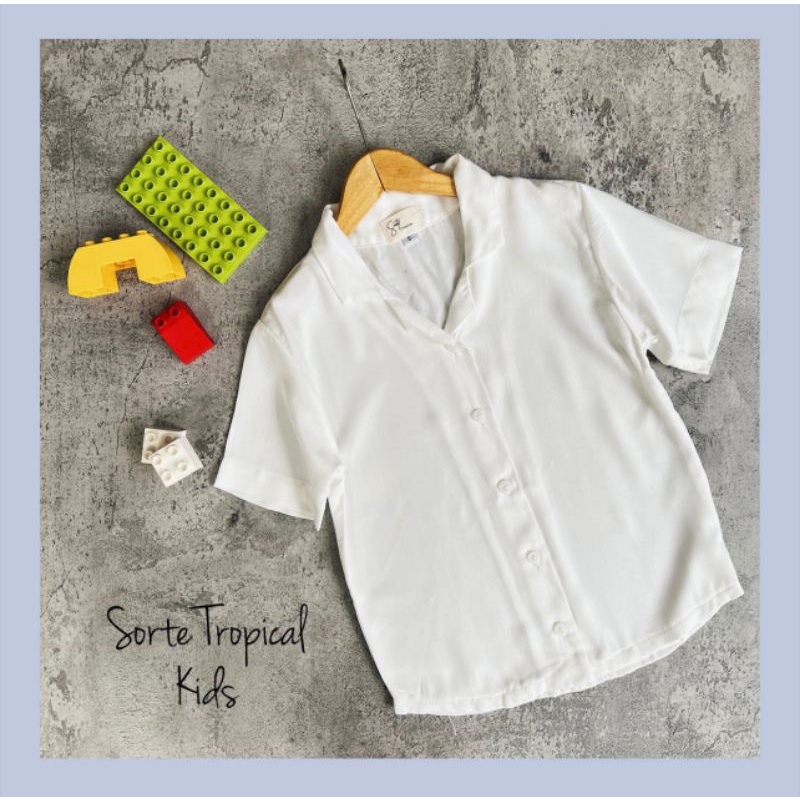 Kemeja Hawaiian Pantai Hawai Shirt ANAK Natural White