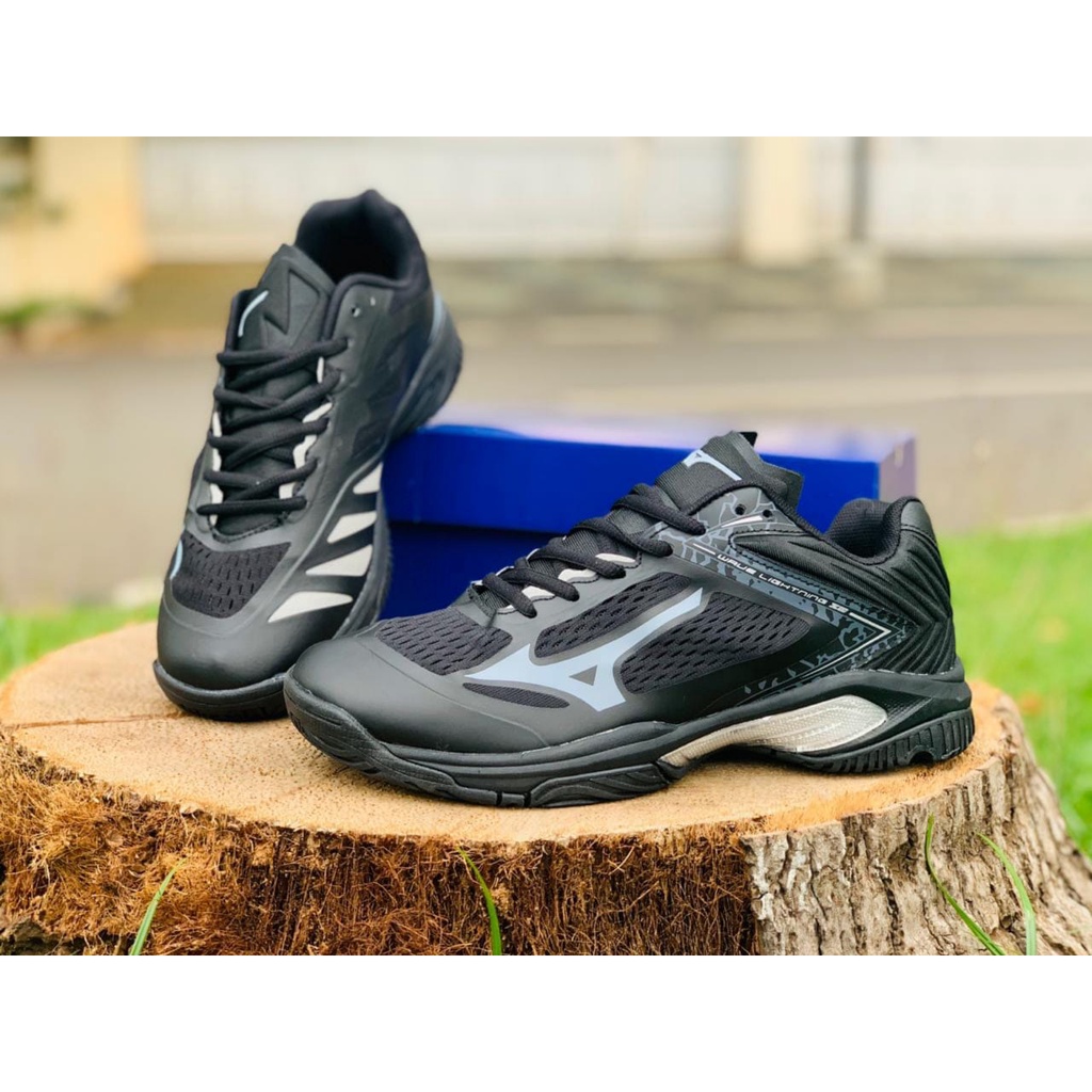 (BAYAR DITEMPAT) ERS SEPATU VOLLY MIZUNO WLZ 5 LOW FULLBLACK PREMIUM VIETNAM IMPORT OLAHRAGA VOLI PR