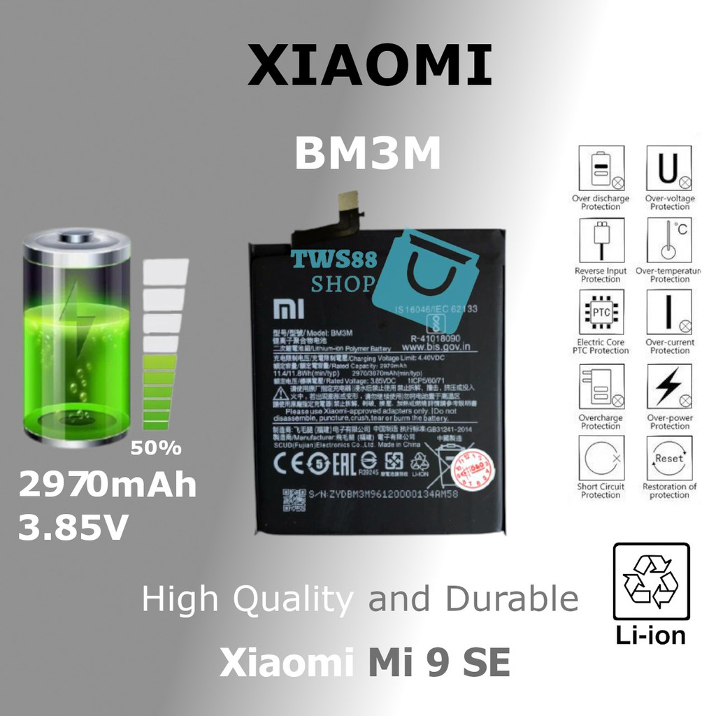 (TWS) Batre Baterai Battery Original Xiaomi Redmi Mi 9 SE BM3M