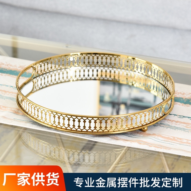 Nampan Dekorasi Home Tray Ekslusif Mirror Gold Baki Mewah Aksesoris Luxury Kaca