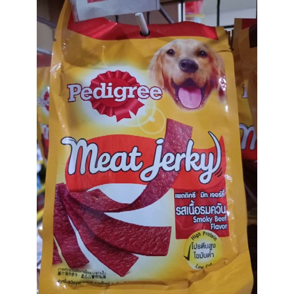 Pedigree Meat jerky 80gr smoky beef flavour cemilan anjing