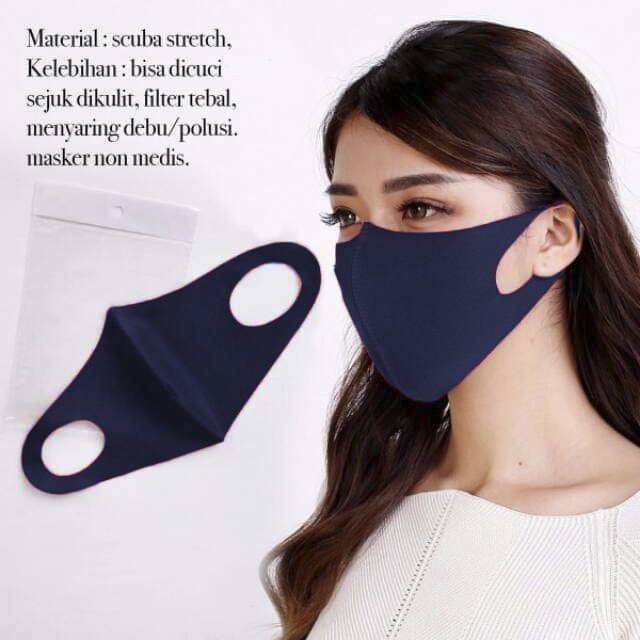 Masker Kain Bahan Scuba tebal Anti Debu - Masker scuba wedges