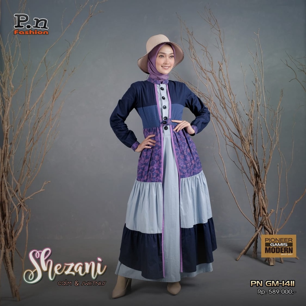 GAMIS MUSLIMAH PN FASHION GM 1411 BIRU NAVY