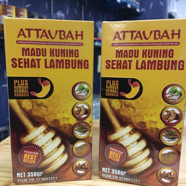 

MADU KUNING SEHAT LAMBUNG PLUS RAMUAN HERBAL AT-TAUBAH 350 gr ASLI