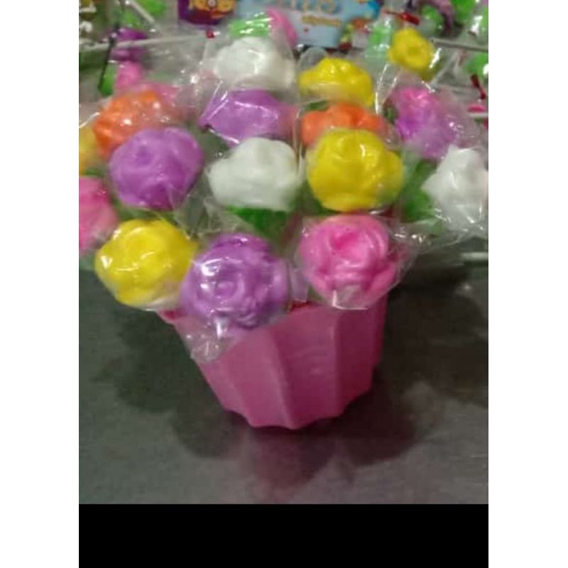 

permen lolipop motif bunga mawar